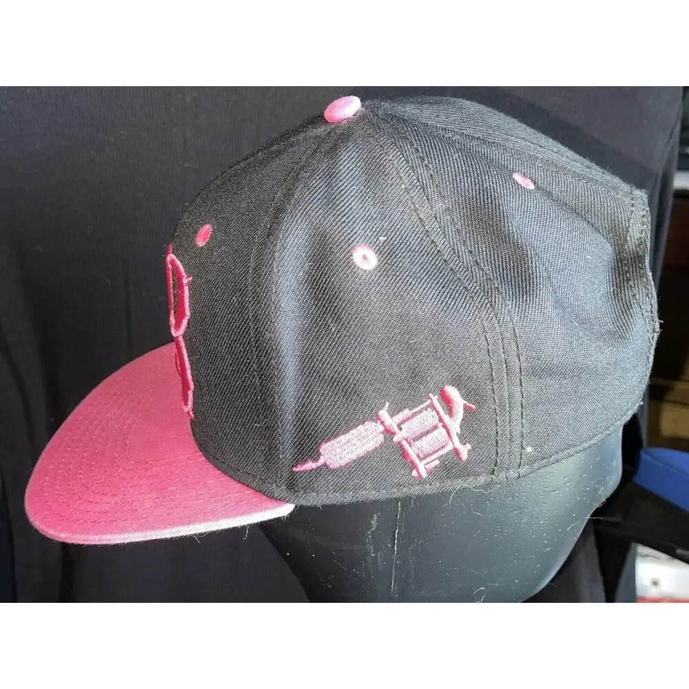 Steadfast Brand Black With Pink Embroidered Graphic SnapBack One Size Cap Hat
